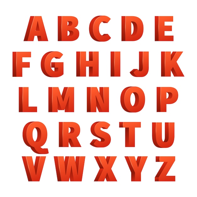 Alfabeto de letras 3d vector vermelho, letras