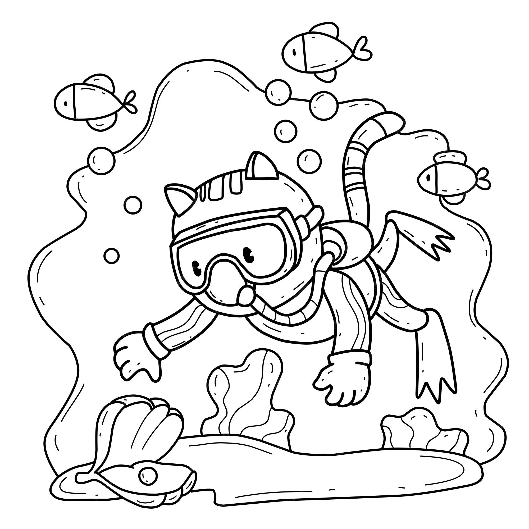 Alfabeto de livro para colorir de animais isolado no fundo branco  astronauta de gato de desenho animado vetorial