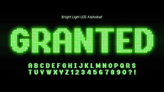 Alfabeto de luz LED brilhante, fonte brilhante extra.