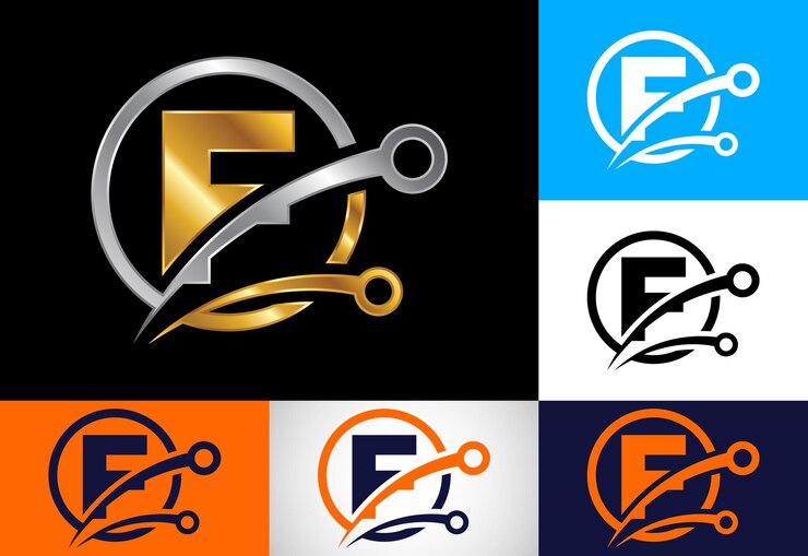 Vetor alfabeto de monograma f inicial em um círculo com um símbolo de sinal de tecnologia modelo de vetor de conceito de design de logotipo de tecnologia emblema de fonte
