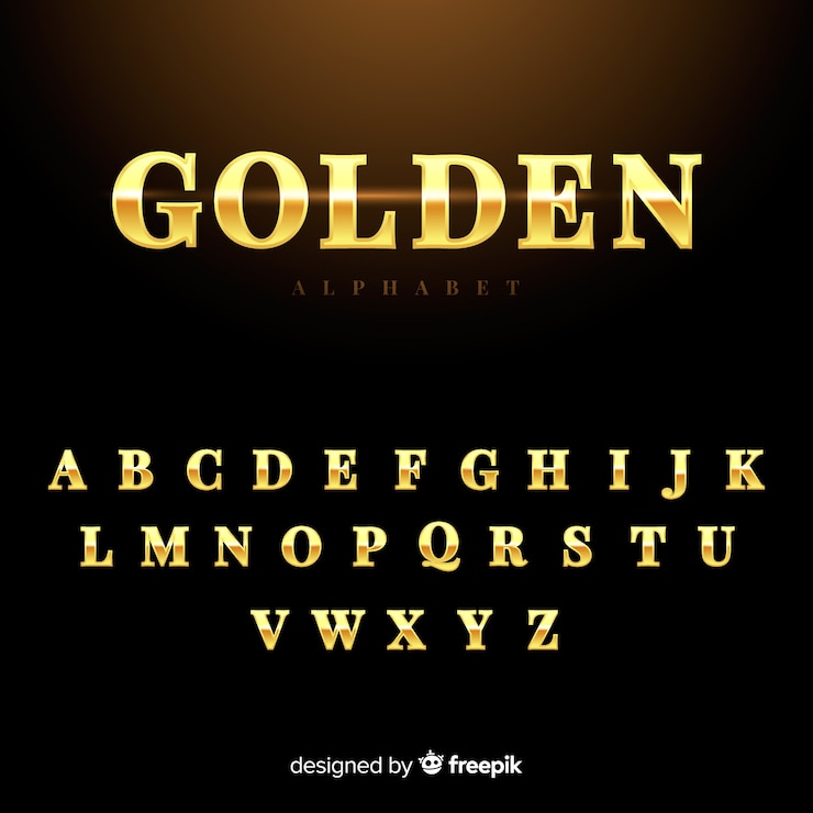 Vetor alfabeto dourado