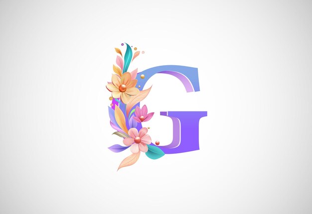 Alfabeto floral g logotipo para convites de casamento cartão comemorativo logotipo pôster outras ideias