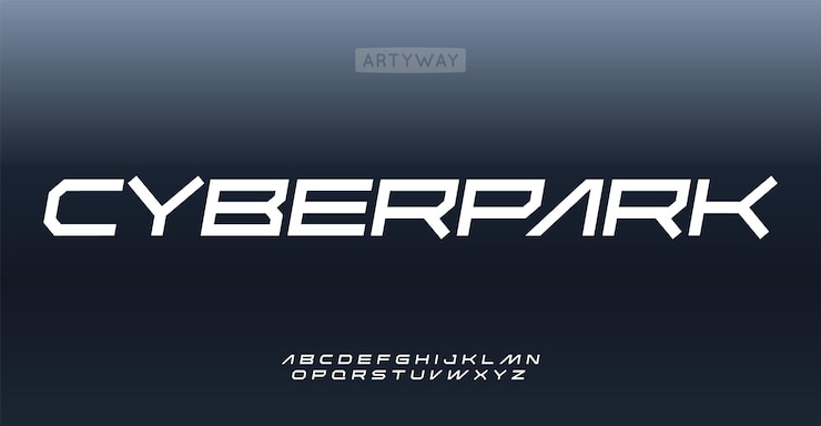 Vetor alfabeto geométrico amplo, fonte cyberpunk em negrito, tipografia angular futurista, fonte de indústria robótica