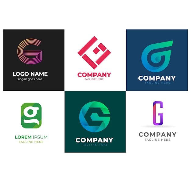 alfabeto gradiente g letra logotipo pacote inicial desenho colorido empresa marca empresa resumo