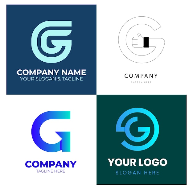 alfabeto gradiente g letra logotipo pacote inicial desenho colorido empresa marca empresa resumo