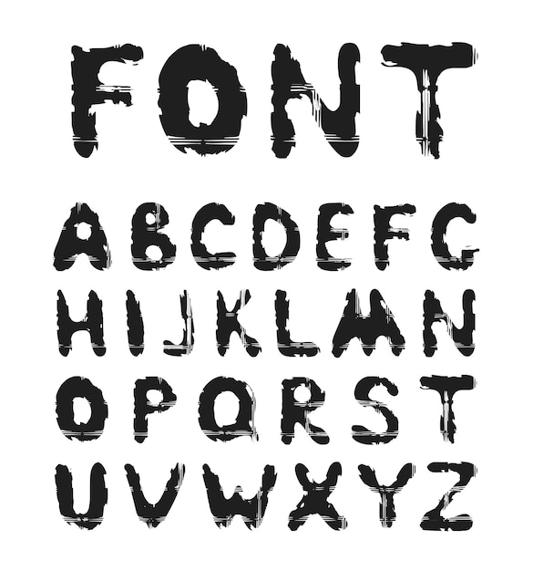 Vetor alfabeto grunge conjunto vetorial de letras desenhadas à mão