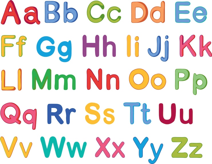 Vetor alfabeto inglês letra cor desenho animado alfabeto desenho animados cor de personagem splash inglês