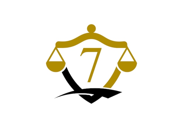 Vetor alfabeto inicial de 7 monogramas com símbolo de sinal de escala de lei