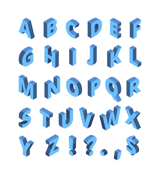 Alfabeto isométrico. Conjunto de tipografia de vetor de fonte geométrica de letras coloridas de linha. Alfabeto, tipografia, letras isométricas, gráfico, abc, composição, perspectiva, ilustração