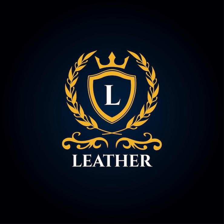 Vetor alfabeto logotipo da coroa do escudo de folhas de ouro de luxo