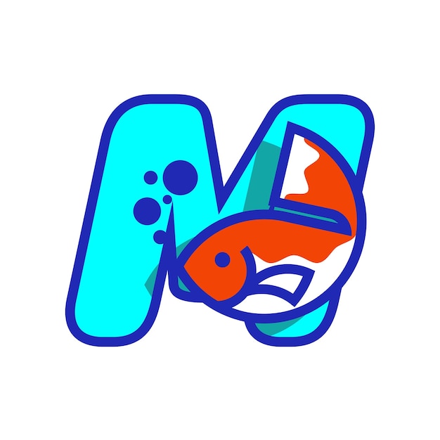 Alfabeto m peixe logotipo