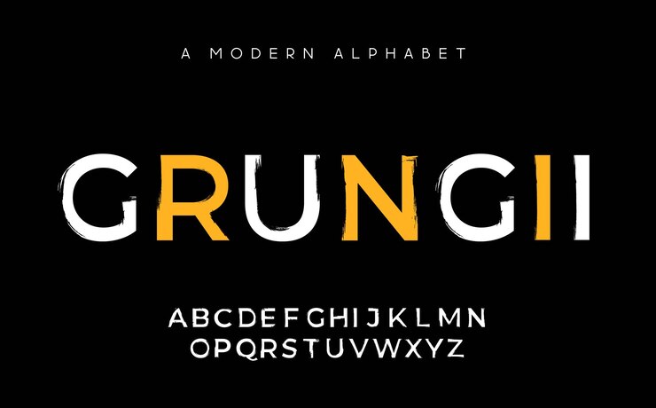 Vetor alfabeto moderno grunge tipografia maiúscula