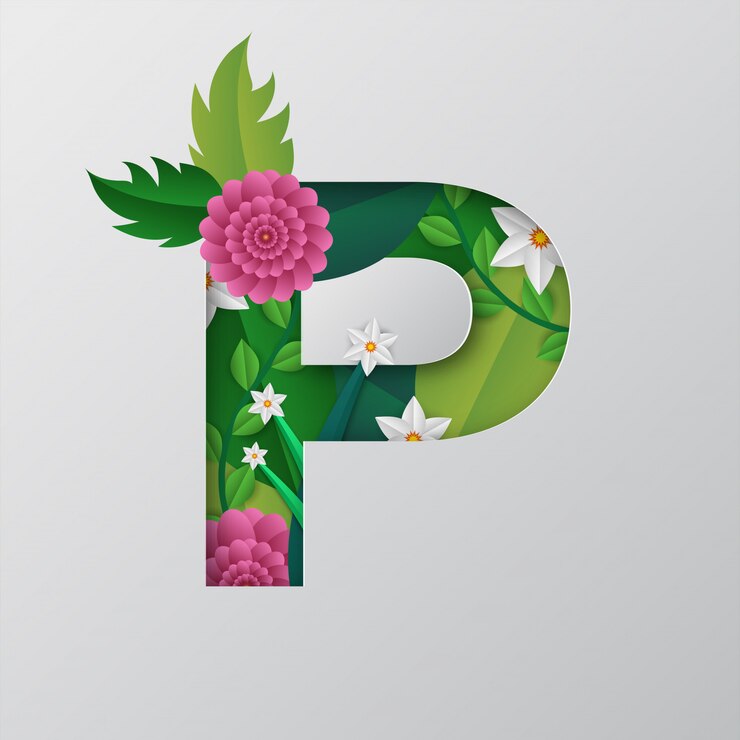 Vetor alfabeto p feito pelo design floral.