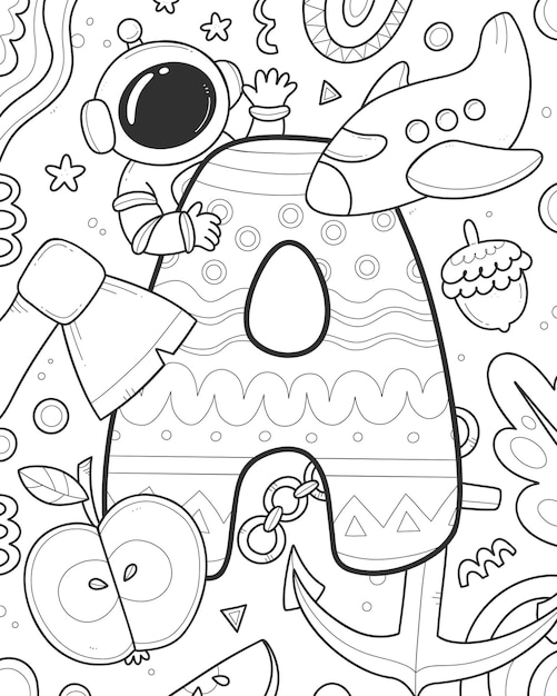 Alfabeto para colorir com a letra inglesa A Livro de colorir para crianças