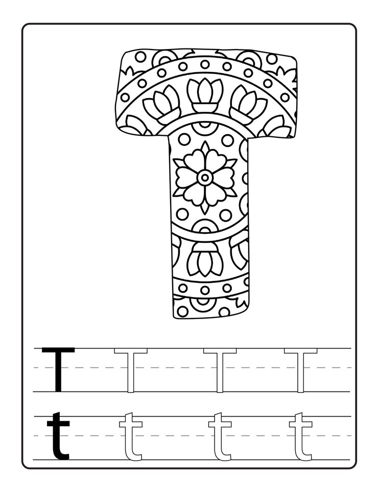 Alfabeto para colorir com desenhos fofos vetor