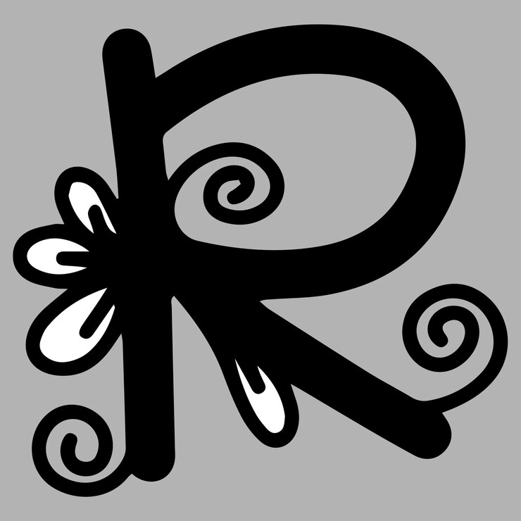 Vetor alfabeto r floral ornamental alfabeto inicial letra r educação e diversão para crianças