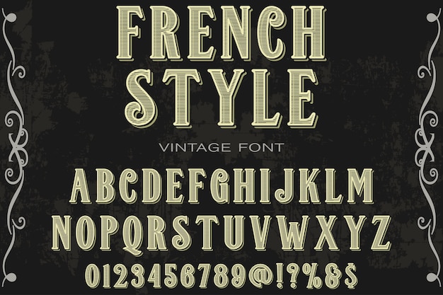 alfabeto tipo de letra rótulo design estilo francês