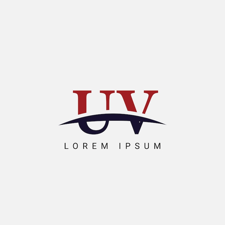Vetor alfabeto uv vu letra estilo monograma moderno elemento vetorial do logotipo