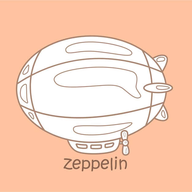 Alfabeto z para zeppelin vocabulary school lesson cartoon digital stamp esboço