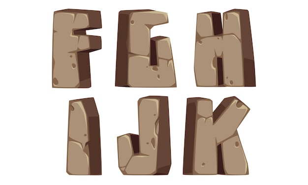 Alfabetos de pedra F, G, H, I, J, K
