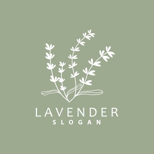Alfazema logotipo simples elegante flor roxa planta vector design de cartão de saudação banner ornamento de flor alfazema desenhado à mão casamento ícone símbolo ilustração