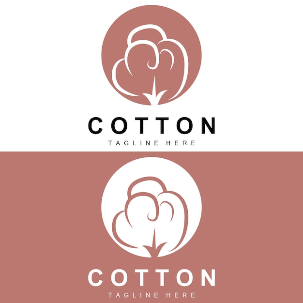 Vetor algodão logo algodão macio flor design vector plantas orgânicas naturais materiais de vestuário e têxteis de beleza