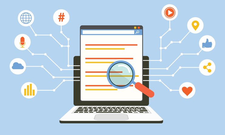 Vetor algoritmo de mídia social, tecnologia digital, concep de vetor de programação de computador