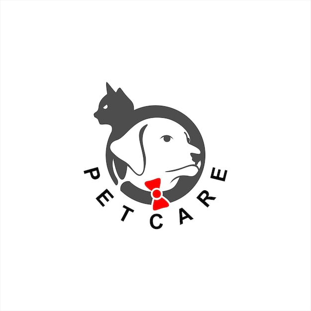 Vetor aliciamento logotipo círculo simples cabeça de cachorro e gato