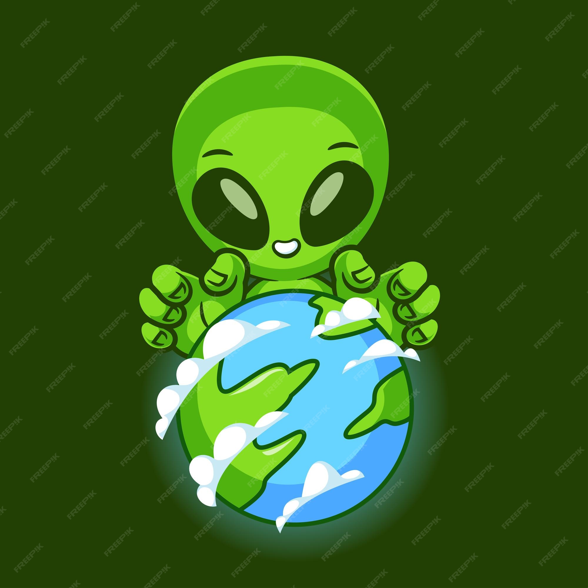 Alien assustador dos desenhos animados no vetor da terra