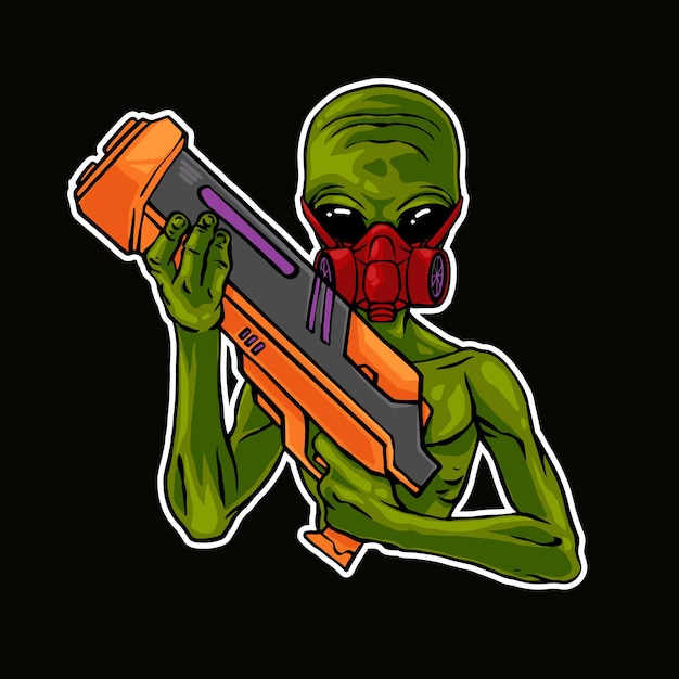 Desenho de Alien com uma arma pintado e colorido por Usuário não registrado  o dia 22 de Março do 2021