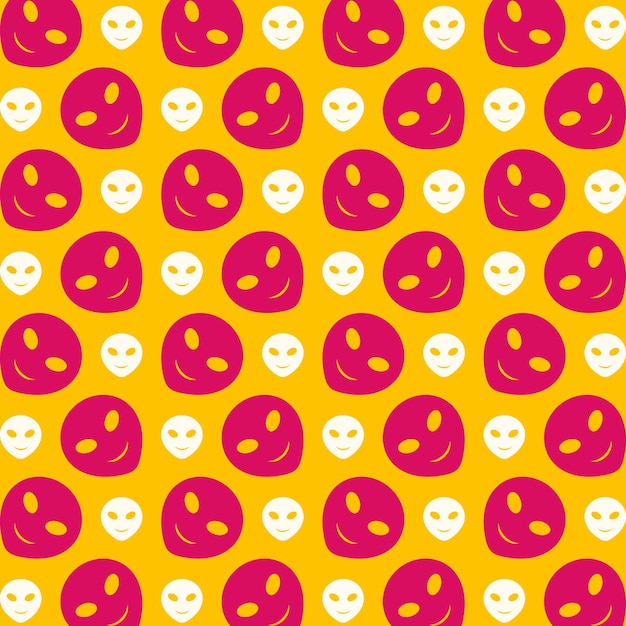 Vetor alien emoji fundo rosa repetindo ilustração vetorial padrão na moda