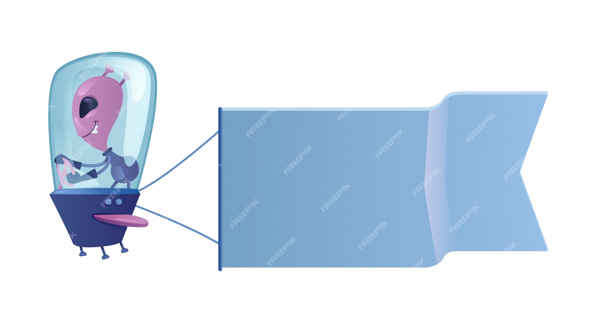 Gráfico de ilustração de um desenho alienígena dirigindo um disco voador, Vetor Premium