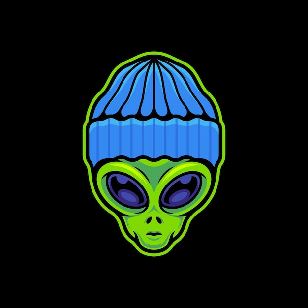 Vetor alien vestindo chapéu gorro arte ilustração em fundo isolado