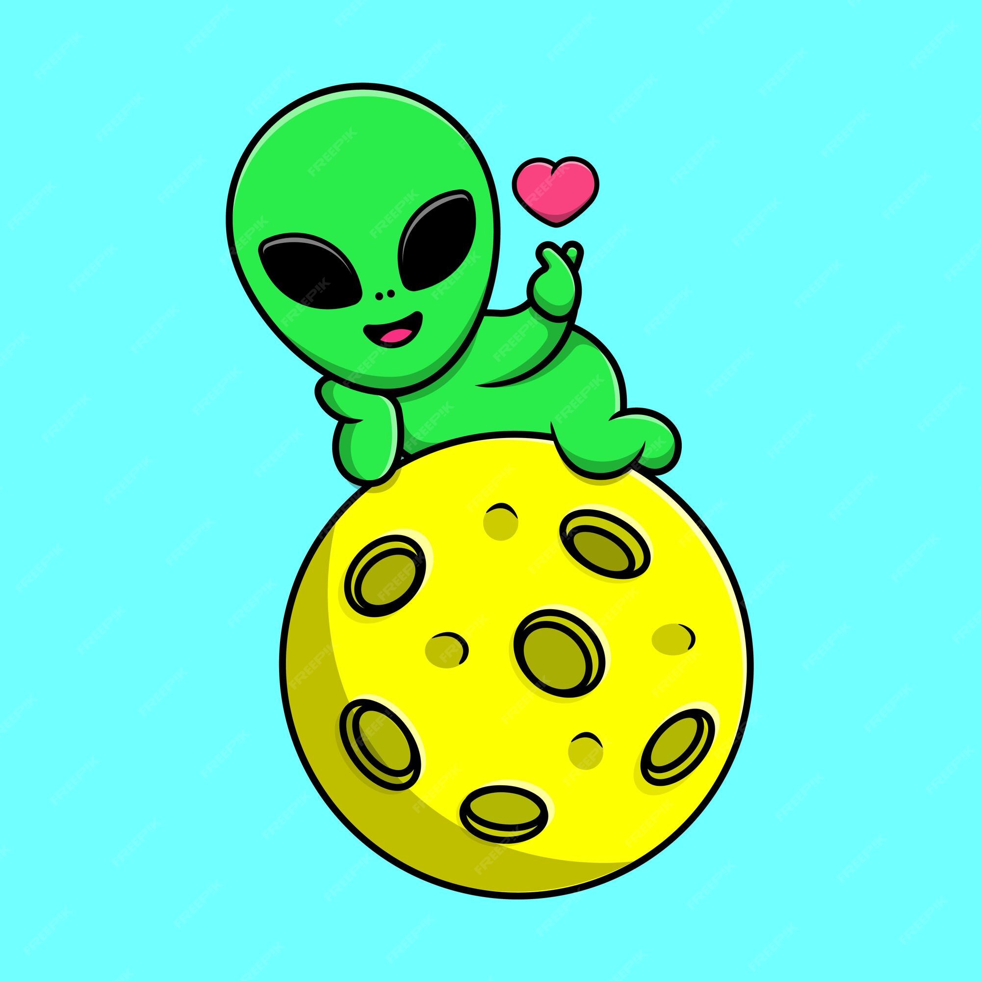 alienígena bonitinho com ilustração de ícones do vetor dos