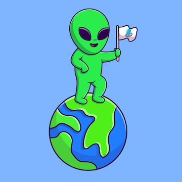 Alienígena bonitinho com ilustração de ícones vetoriais dos desenhos  animados da terra