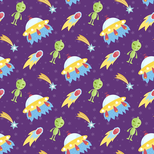 Alienígena espaço disco voador sem costura padrão