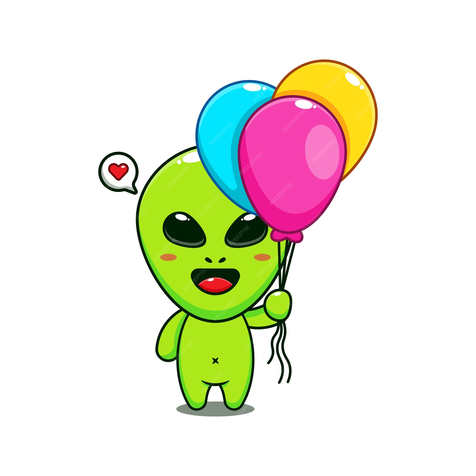 Um alienígena fofo segurando uma ilustração de desenho animado, Vetor  Premium
