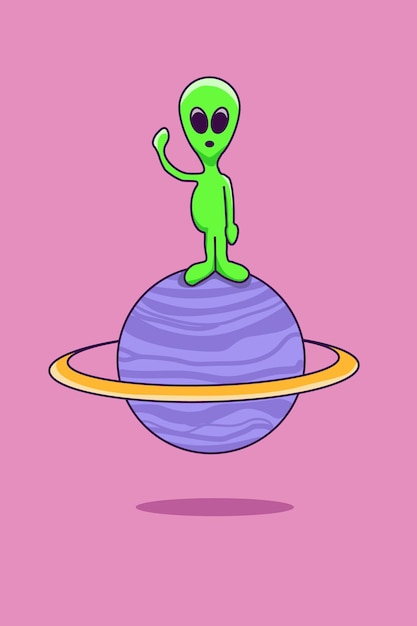 Desenho animado fofo de alienígena brincando de cesta lunar, Gráficos -  Envato Elements