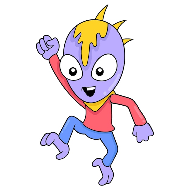 Aliens estão pulando de alegria doodle ícone de imagem kawaii