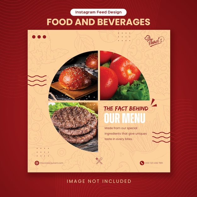 Vetor alimentos e bebidas instagram feed design