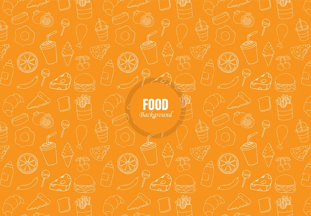 Alimentos vegetais e cozinha Doodles de padrão sem costura