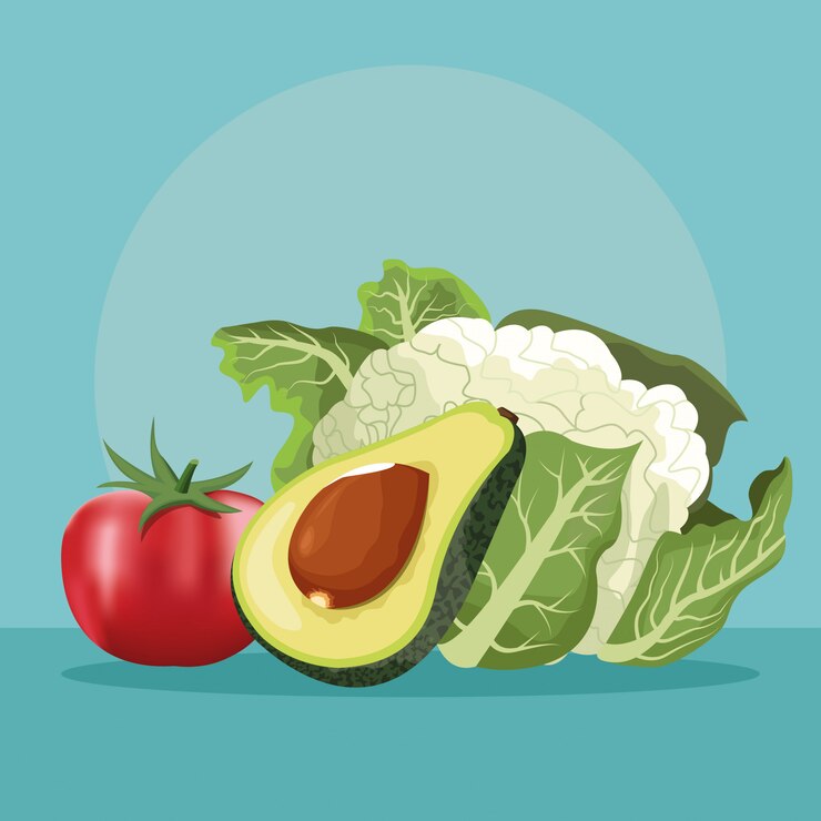 Vetor alimentos vegetais frescos