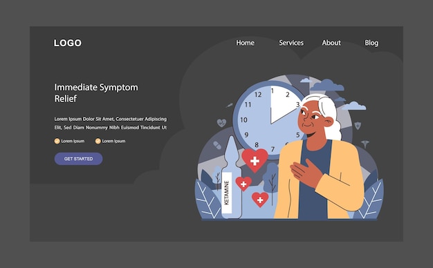 Vetor alívio imediato dos sintomas com cetamina um paciente sente conforto oportuno como promete a terapia com cetamina
