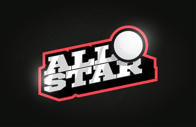 All star tipografia profissional moderna bola de golfe esporte estilo retro vector brasão de armas e design de logotipo.