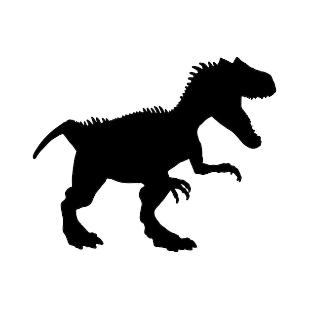 Vetor allosaurus theropoda dinossauro ilustração vetorial monocromática da silhueta da criatura pré-histórica