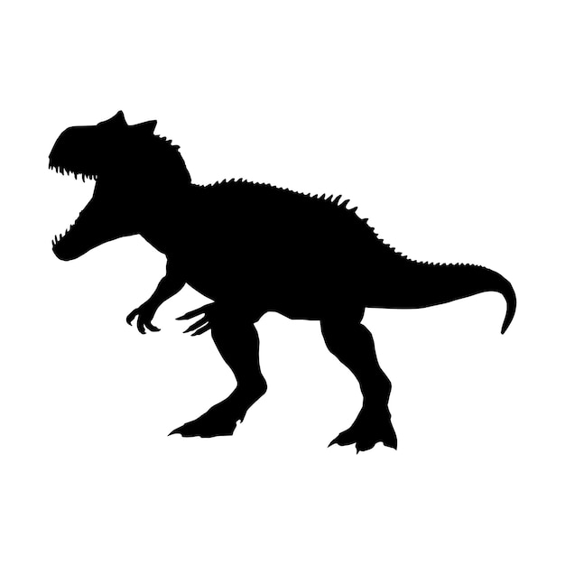 Vetor allosaurus theropoda dinossauro ilustração vetorial monocromática da silhueta da criatura pré-histórica