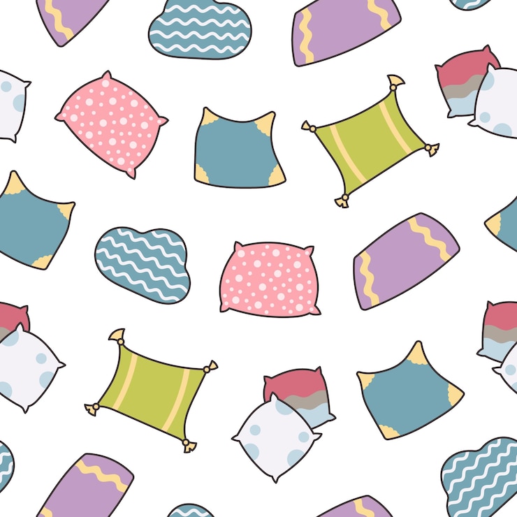 Vetor almofada de dormir com padrão decorativo sem costura