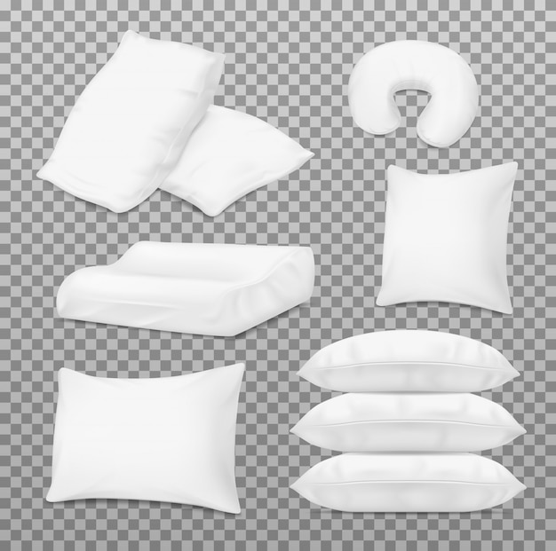 Vetor almofadas brancas realistas, almofadas de cama ortopédicas