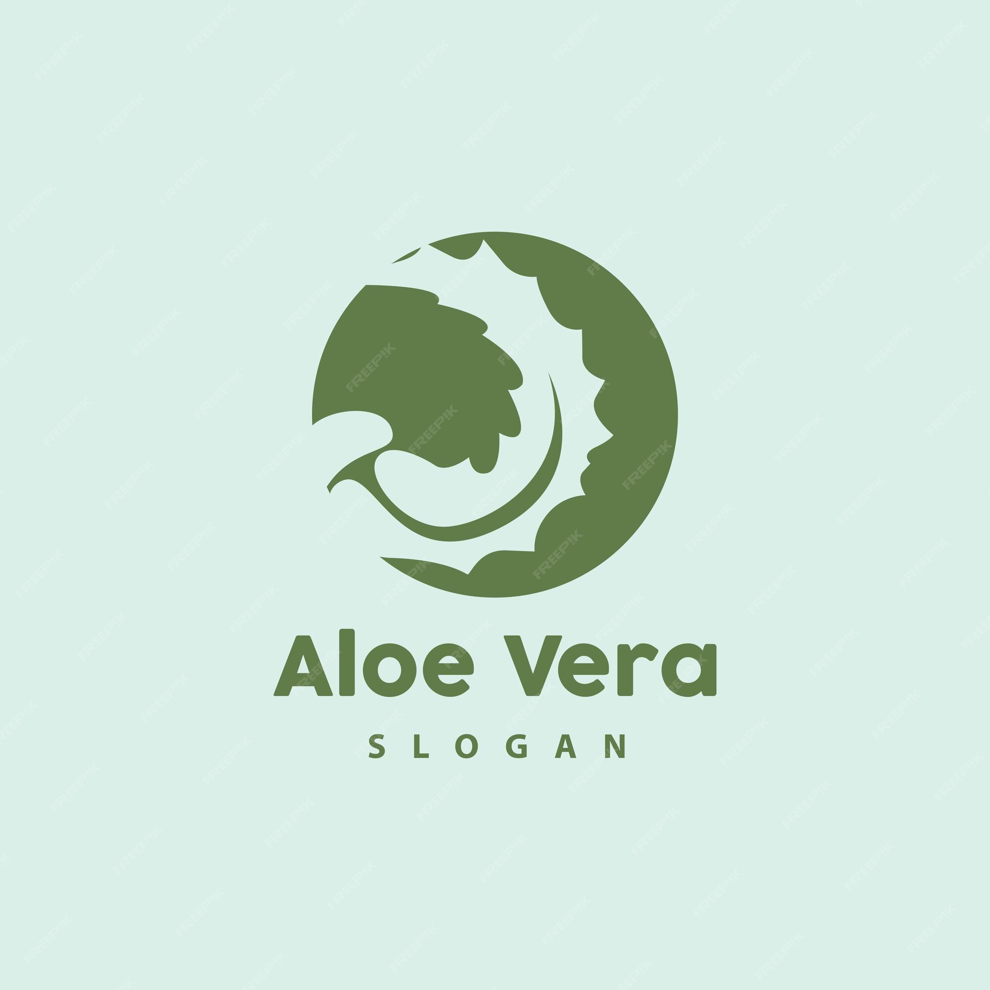 Aloe vera logotipo planta verde projeto de saúde ilustração vetorial  símbolo