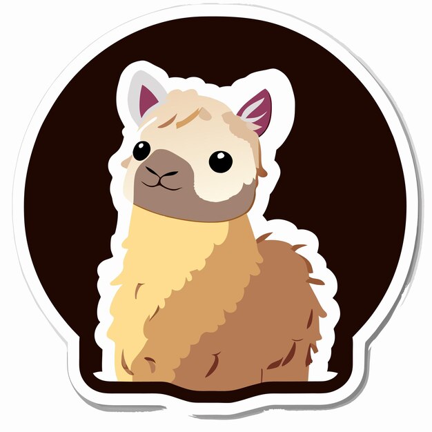 Alpaca desenhado à mão plano estiloso adesivo de desenho animado ícone conceito ilustração isolada